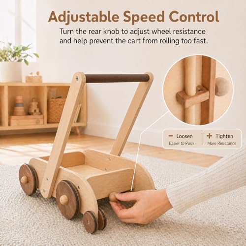 Woodtoe Wooden Baby Walker, Adjustable Speed Push Walker for Toddlers 1-3 - Image 5