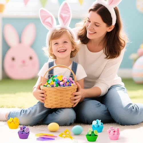 EZdhuawuse Summer Sensory Bin Fillers Toys for Kids - 268 Summer Egg Bunny Fine Motor Toys Birthday Gift, Counting Sorting Toys with Felt Egg Rabbit Pom Pom Cup Clips, Preschool Learning Activitie - Image 5