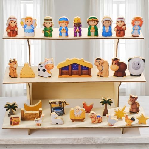Kathfly 36 Pcs Wooden Community Helpers Nativity Scene, Career Figures Toy - Image 2