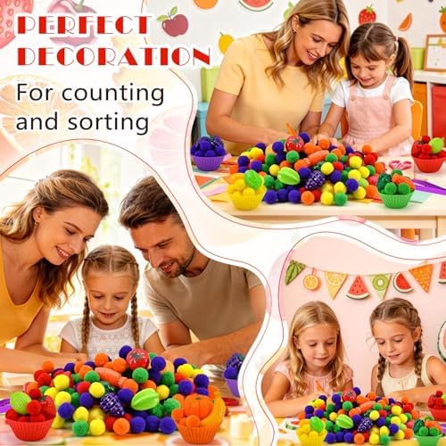 134 Pcs Farm Sensory Bin Filler Fruits Food Counting Sorting Sensory Bin Items Fine Motor Vegetable Counts for Easter Day Spring Summer Sorting Counting Decor (Farmer) - Image 5