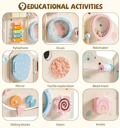 ROBUD Elephant Montessori Busy Board, Activity Wall Busy Board, Beige - Image 2