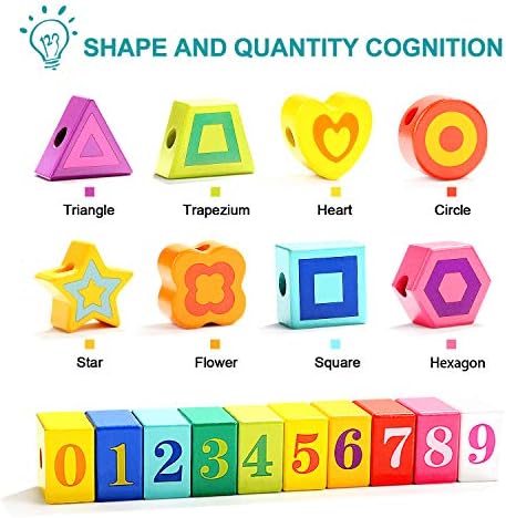 TOP BRIGHT Wooden Lacing Beads, Montessori Fine Motor Toys for Toddlers 1-3 - Image 3