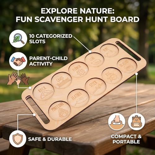 Karlak Wooden Outdoor Exploration Board Fun Educational Toy for Camping Hiking 26x11cm Plywood Nature Scavenger Game - Image 2