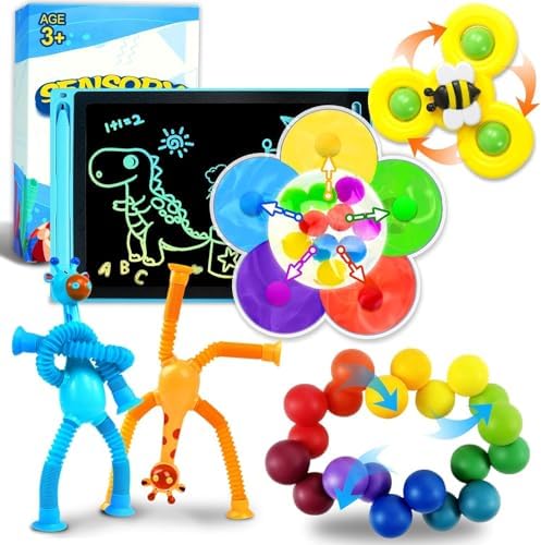 Sensory Travel Toys for Toddlers Kids Autism 6PC Airplane Car Travel Activities Toy Road Trip Essential Autistic ADHD Fidget Classroom Must Have Easter Basket Stuffers for Kid 3 4 5 6 7 8 by CHESLICR
