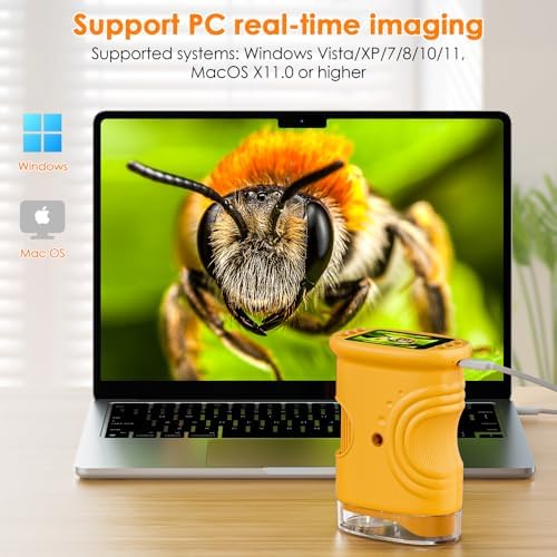 Temodu Kids Microscope 2.0" Screen 1000X Digital Microscope for Kids, Mini Pocket Handheld Microscopes for Children Birthday Festival Gift, Science Education Fun Toys for Boys Girls Ages 4-12 (Yellow) - Image 5