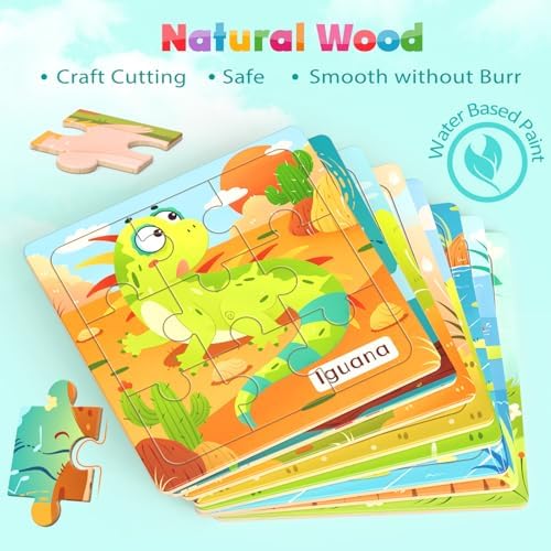 Zeoddler Wooden Puzzles for Toddlers, 8 Pack Animal Jigsaw Puzzles for Kids3-5, 9 Pieces Preschool Learning Activities, Learning & Educational Toys, Gift for Boys, Girls - Image 4
