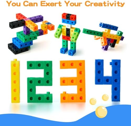 Set of 200 Kids Linking Cubes for Math, STEM Connecting Cubes Math Manipulatives Kids Counting Blocks for Classroom Learning Supplies for Preschool and Elementary Children - Image 3