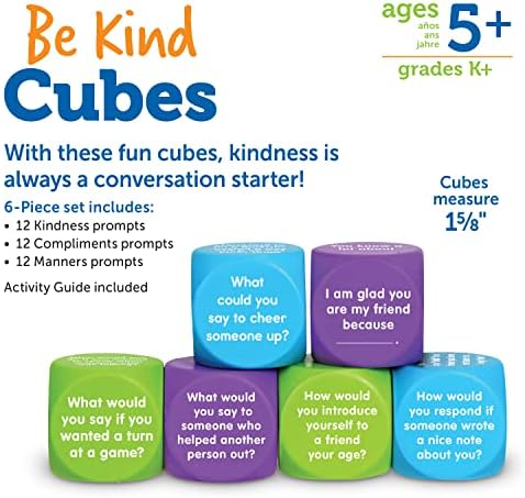 Learning Resources Be Kind Cubes, 6 pieces, Ages 5+ Social Emotional Learning Toys, Speech Therapists Materials, Emotional Intelligence Toys - Image 5