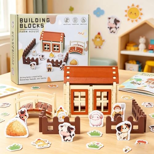 Children Building Blocks Wooden Construction Toy for Motor Skills Open Ended Play Experience Suitable for Preschool Home Classroom - Image 4
