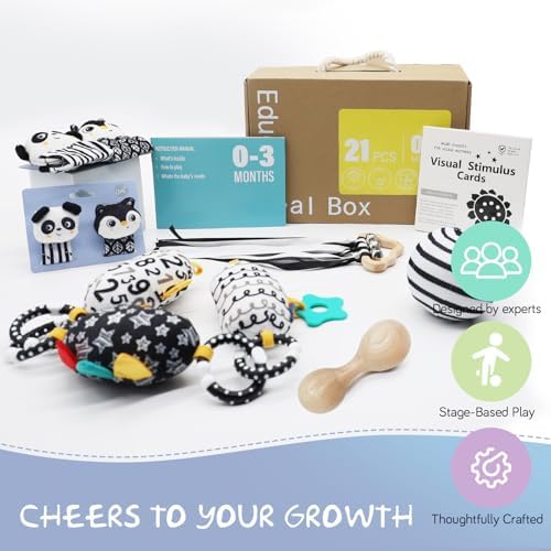 vocheer Black and White Baby Toys, 7-in-1 Baby Sensory Toys for Infants - Image 7