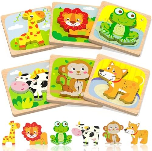 Benresive Wooden Toddler Puzzles, Montessori Toddler Toys for 1 2 Year Old by Benresive