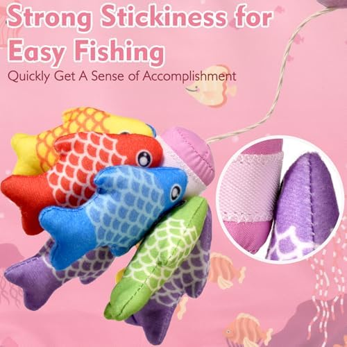 Montessori Toys for 1 Year Old - 20PCS Cloth Toddler Pink Fishing Game with Stacking Cups,Baby Color Sorting Toy 12-18 Months One Year Old Birthday Gift,Best Easter Gifts for 1-3 Year Olds - Image 3