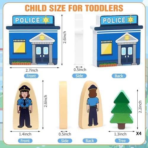 Atoylink 36Pcs Wooden Community Helpers Pretend Play Toys for Kids 3 4 5 6 Year Old, Wooden People Figures Blocks Occupations Dress up Toddlers Preschool Learning Toys Boys Girls Birthday Gifts - Image 6