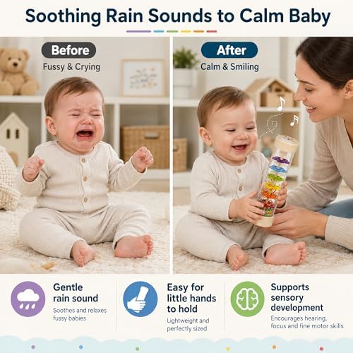 Oneshow Rain Sticks for Kids, Wooden Montessori Toys for Baby 12+ Months - Image 4
