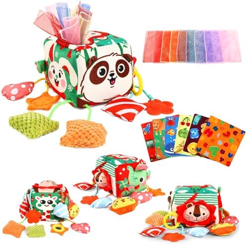 YOGINGO Montessori Toys for 1 Year Old - Tissue Box Baby Toys, Soft Stuffed High Contrast Crinkle Infant Sensory Toys, Boys&Girls Kids Early Learning Gifts by YOGINGO