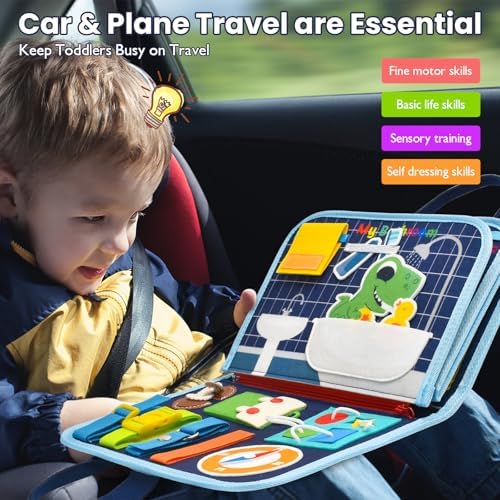 Busy Book for Toddlers 1-3, Montessori Toys Busy Board for 1 2 3 4 Year Old Boy Girl Birthday Gift Educational Learning Quiet Activity Book Airplane Car Travel Toys for Tollders Kids 1-3 - Image 5