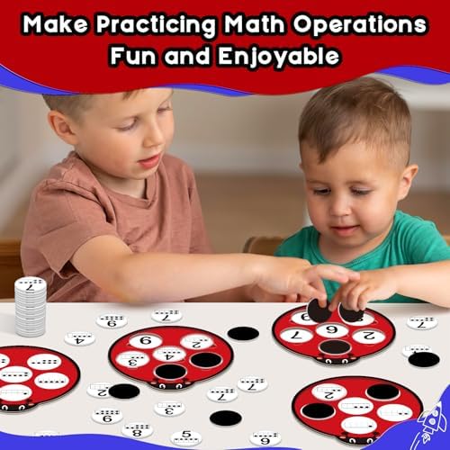 Math Games for Kids, Math Manipulatives Kindergarten Preschool Counting Toys, Ten Frame Set Addition and Subtraction Flash Cards Matching Bingo Number Games Homeschool Classroom Must Haves - Image 2