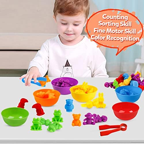 RAEQKS Counting Sorting Toys Matching Stacking Toys with Bowls Preschool Learning Activities for Math Montessori Fine Motor Skills Sensory Animals Toy Sets Gift for Kids Boy Girl Aged 3+ Year - Image 4