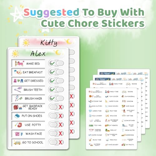 Upgraded Slider Dry Erase Chore Chart for Kids, Whiteboard Magnetic Chore Chart for 2 Kids, Reusable Morning/Bedtime Routine Chart for Kid Toddlers Teens Adult, Visual Schedule for Kid with Autism - Image 2