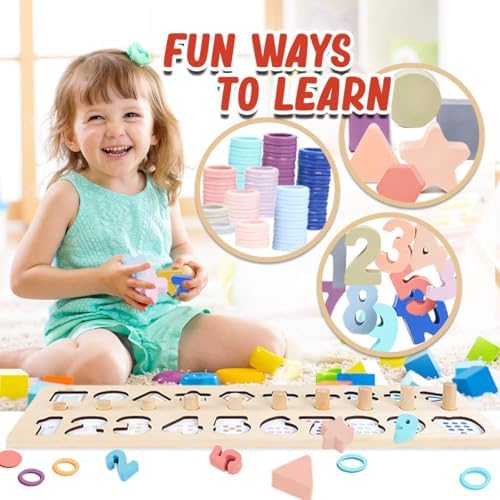 Educational Montessori Toys Wooden Puzzles Blocks Number Stacking - Image 5