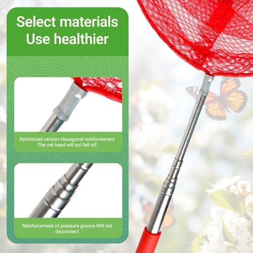 3 Pack Kids Telescopic Butterfly Fishing Net Set Extendable Anti Slip Bug Catching Kit with Box Cage Stickers Outdoor Toys - Image 5