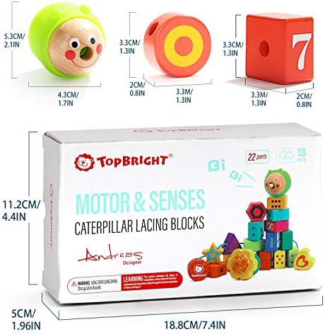 TOP BRIGHT Wooden Lacing Beads, Montessori Fine Motor Toys for Toddlers 1-3 - Image 6