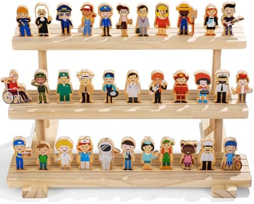 Kathfly 36 Pcs Wooden Community Helpers People, Career Figures Toy by Kathfly