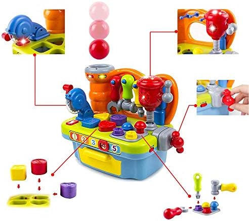 Yiosion Musical Learning Tool Workbench Toys for 1 Year Old Boy, One Year Old Boy Gifts, Toddler Tool Bench with Shape Sorter - Image 4