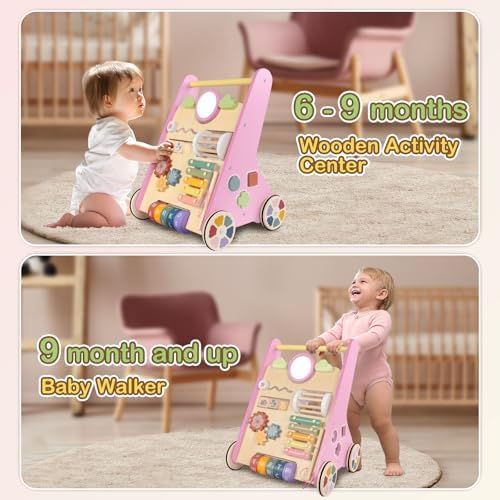 Bautia Wooden Baby Walker, Push Activity Toy for Babies 10-12 Months - Image 2