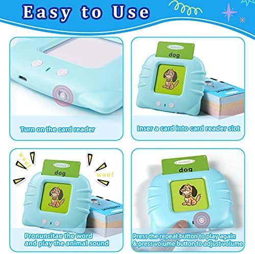 QuTZ ABC Talking Flash Cards for Toddlers 2-4, Autism Toys, Speech Therapy Toys, Educational ABC Learning Talking Sight Words Flash Cards Kindergarten for Boys and Girls, 248 Sight Words Blue - Image 3