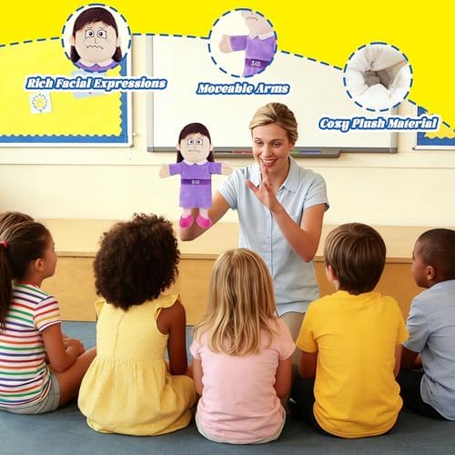 Sad Emotion Hand Puppet for Kids & Toddlers – Social Emotional Learning Plush Toy, 12 Inch Feelings Puppet for Emotional Recognition, Preschool Classroom Activities & Role Play - Image 3