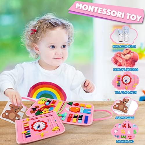Guolely Busy Board Montessori Toy for 3-6 Year Old Toddlers - Educational Activity Developing Sensory Board for Basic Dress Fine Motor Skills - Travel Toys for Plane Car, Gift for Boys Girls - Image 4