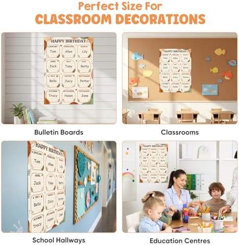 FaCraft Boho Birthday Chart for Classroom - Reusable Happy Birthday Poster Calendar Laminated Class Birth day Chart Classroom Bulletin Board Decorations Back to School Teacher Supplies Wall Decor - Image 5