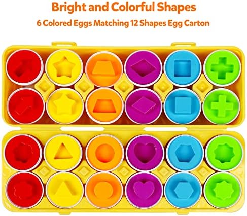 Montessori Geometric Eggs,12 pcs Set Color & Shape Egg Puzzle Toys Matching Eggs for Toddlers,Preschool Educational Sorting Game Fine Motor Toy Easter Gifts for Kids Boys Girls - Image 2