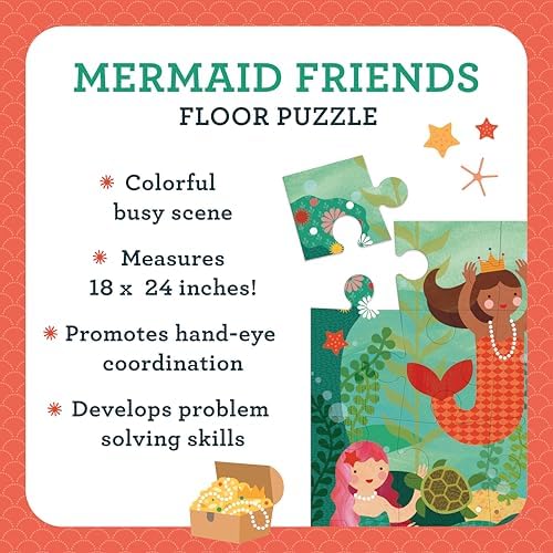 Petit Collage Floor Puzzle Mermaid Friends 24 Pieces | Large Puzzle for Kids | Completed Mermaid Puzzle Measures 18” x 24” | Makes a Great Gift Idea for Ages 3+ - Image 5