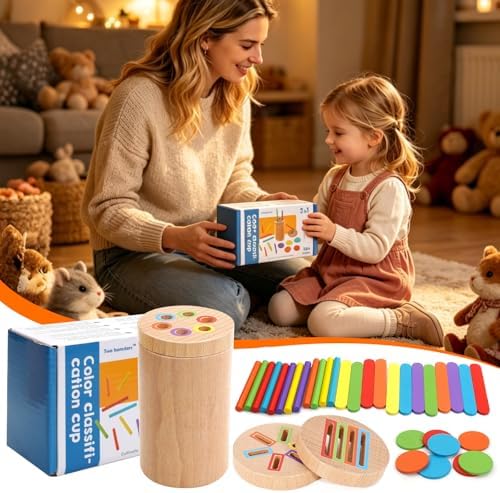 Montessori Toys for 1-3 Year Old, 3 in 1 Wooden Color Sorting Stacking Travel Toy for Toddlers 18+ Months with Magnetic Lid, Birthday Christmas Learning Gift for 2-4 Year Olds Boys Girls - Image 6