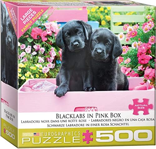 EuroGraphics Black Labs in Pink Box 500 Piece Puzzle by EuroGraphics