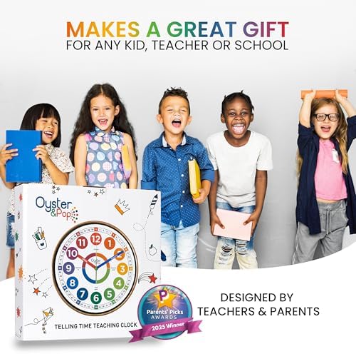 Oyster&Pop Kids Wall Clock - Silent 10" Analog Learning Clock for Classroom - Image 6