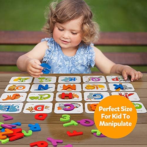 Coogam Numbers and Alphabets Flash Cards Set - ABC Wooden Letters and Numbers Animal Pattern Board Matching Puzzle Game Montessori Educational Learning Toys Gift for Preschool Kids Age 3 4 5 Years - Image 6