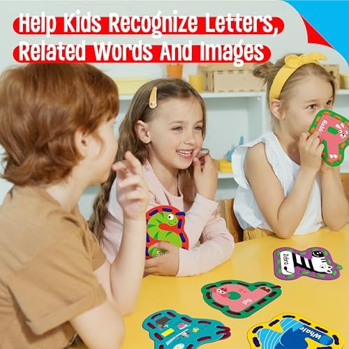 52 PCS Lacing Cards, 26 Double-Sided Uppercase & Lowercase Sewing Cards with 52 Colorful Laces, Imagination Development Lacing Toy Games Educational and Learning Activity for Preschoolers, Children - Image 5