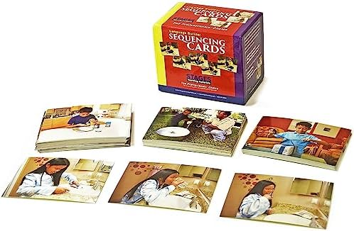 Stages Learning Materials Language Builder Sequencing Flash Cards Photo Action and Self-Help Skills Sequence Cards for Autism Education and ABA Therapy by StagesLearningMaterials