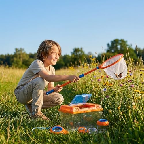 Bresser DieMaus Outdoor Set Children's Naturalist Terrarium Landing Net Magnifying Glass Box Collection Tool Sticker Explorer Set from 8 Years - Image 6