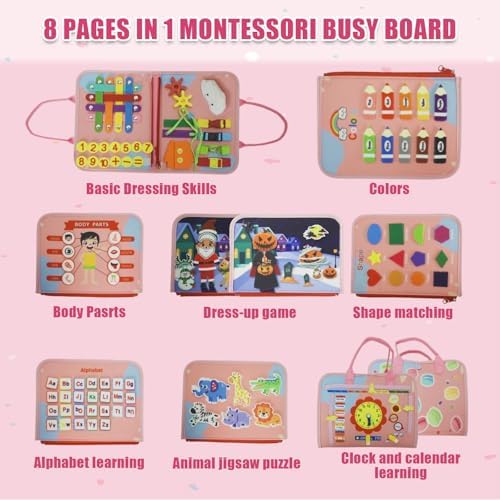 Busy Board Montessori Toy, Toddler Travel Activity - Image 4
