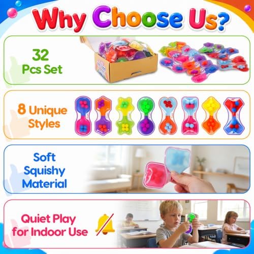 Fidget Toys Bulk for Kids: 32 Pack Quiet Color Sorting Squeeze Toys - Image 5