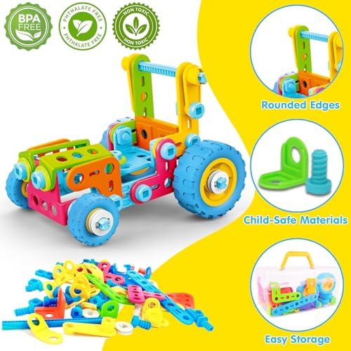 keefun STEM Toys for 4 5 6 7 8+ Year Old Boy Girl Birthday Gift, Building Toys for Kids Ages 4-8 6-8 4-6 Blocks Sets Stem Kits 5-7 4-7 3-5 Educational Learning Construction Engineering Car Truck Games - Image 4