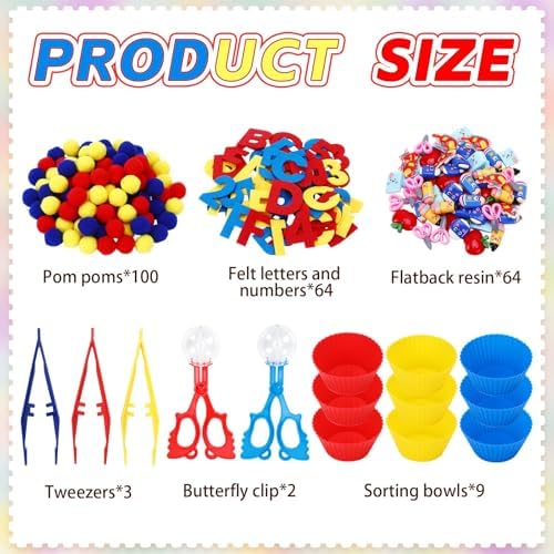 Sensory Bin Filler Set with Pom Poms, Sensory Bin Fillers - Image 2