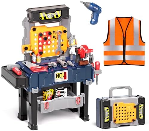 Deejoy Kids Tool Bench with Electric Drill and Engineer Vest by Deejoy
