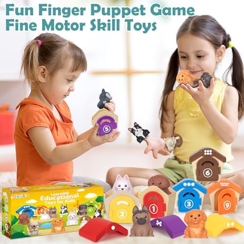 Learning Toys for Toddlers 1 2 3 Year Old Toddlers, 20Pcs Puppy Finger Puppets for Kids, Montessori Counting, Matching & Sorting Toy, Christmas Birthday Gifts for Baby Boys Girls Age 12-18 Months - Image 7