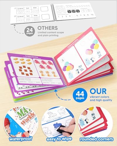 Coogam Math Learning Game for Kids Age 3-8, Number Tracing Handwriting Practice Workbook, Math Addition and Subtraction, Montessori Educational Preschool Learning Activities Gift Toy - Image 4