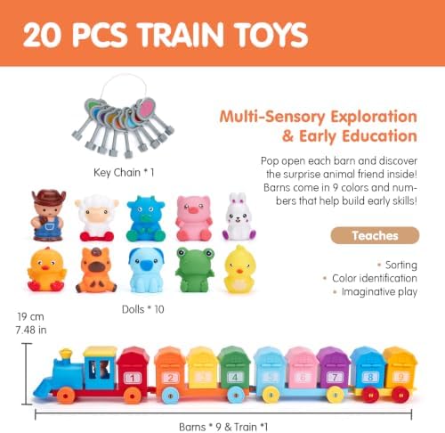 hahaland Montessori Farm Train Set, Toddler Learning Toys for 2-3 Year Olds - Image 4